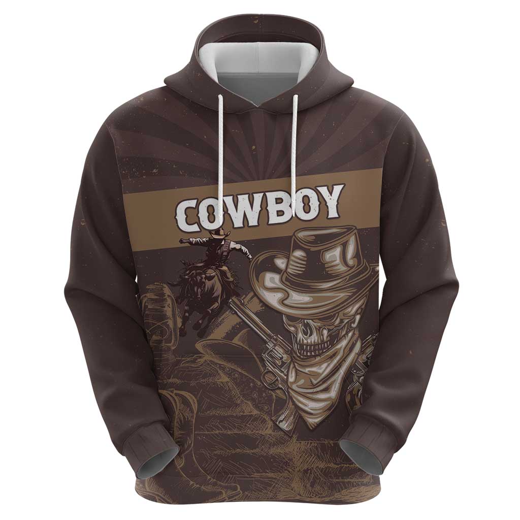 Personalised Skull Cowboy Zip Hoodie Vintage Style