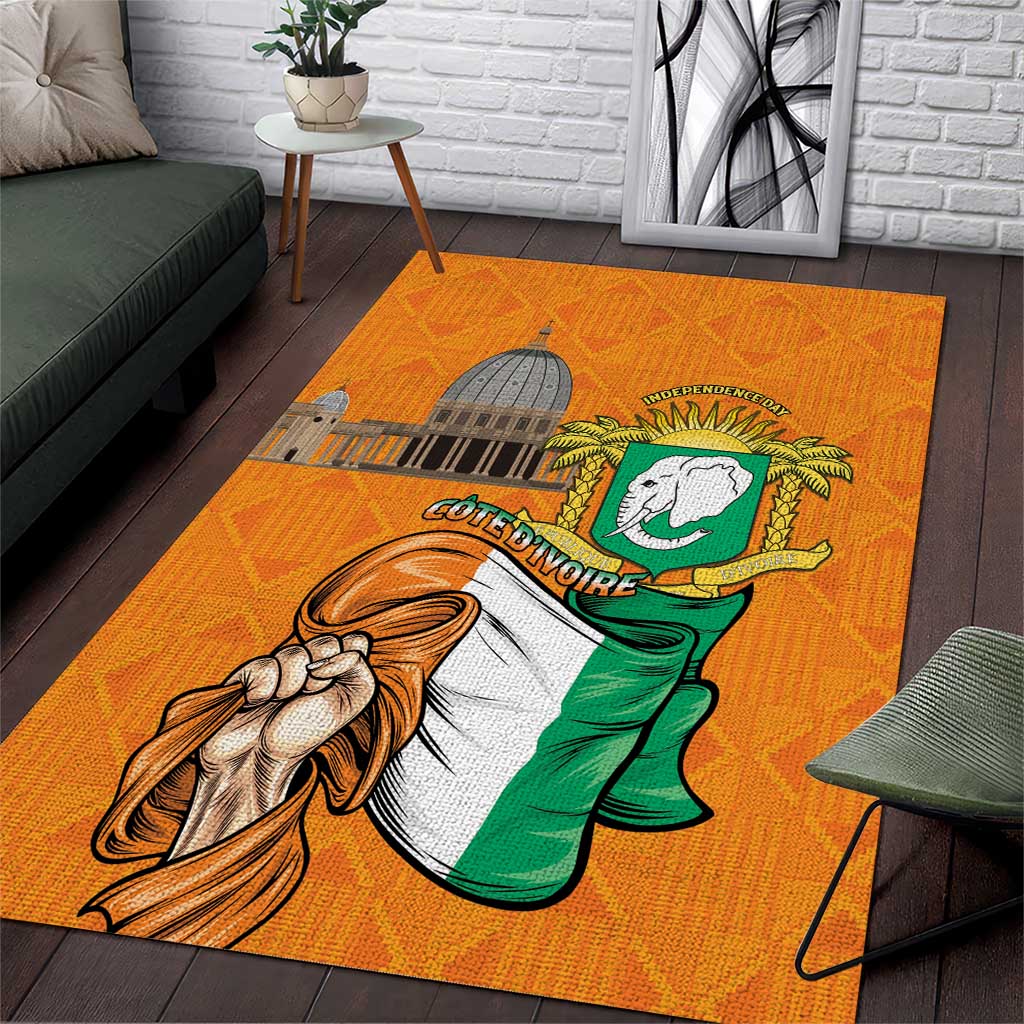 Ivory Coast Independence Day Area Rug Yamoussoukro Coat Of Arms