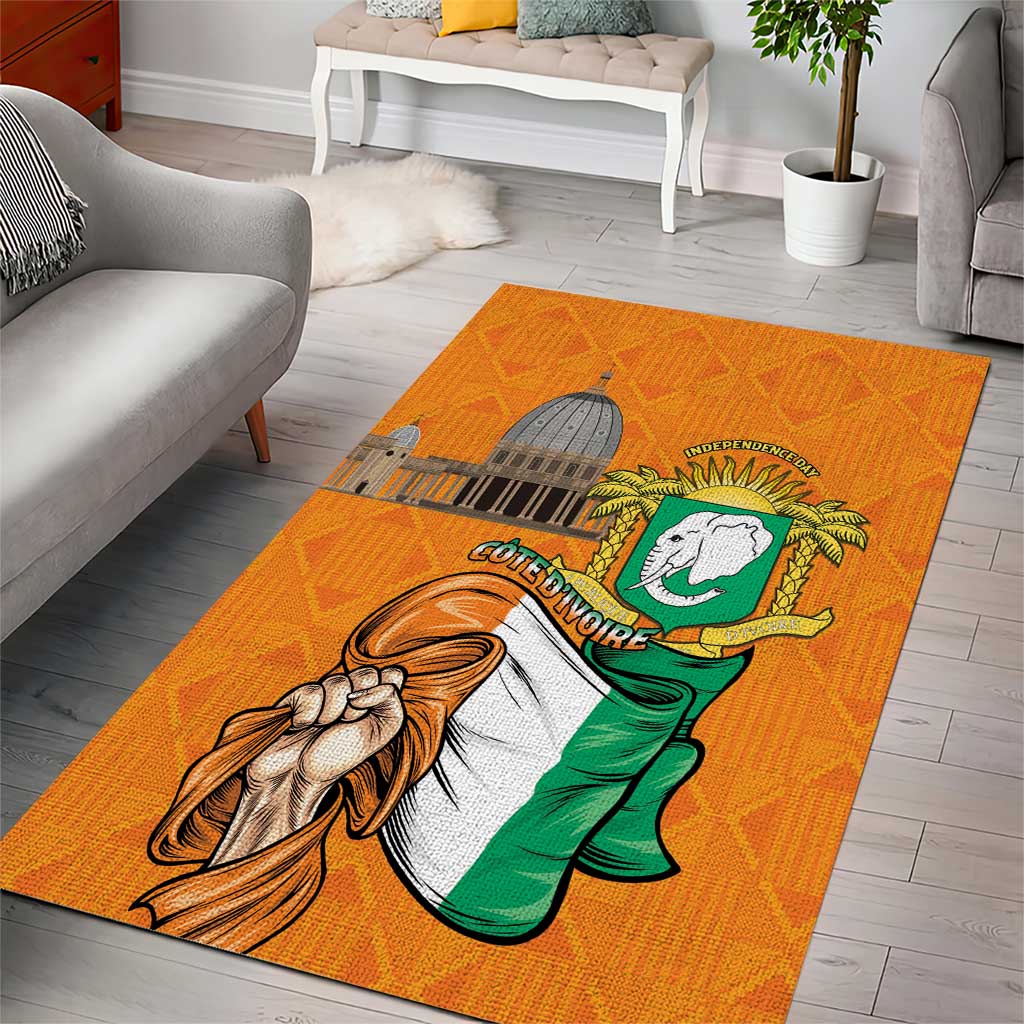 Ivory Coast Independence Day Area Rug Yamoussoukro Coat Of Arms