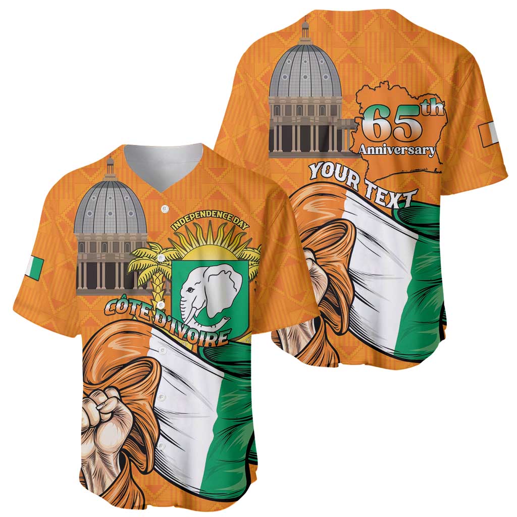 Personalised Ivory Coast Independence Day Baseball Jersey Yamoussoukro Coat Of Arms