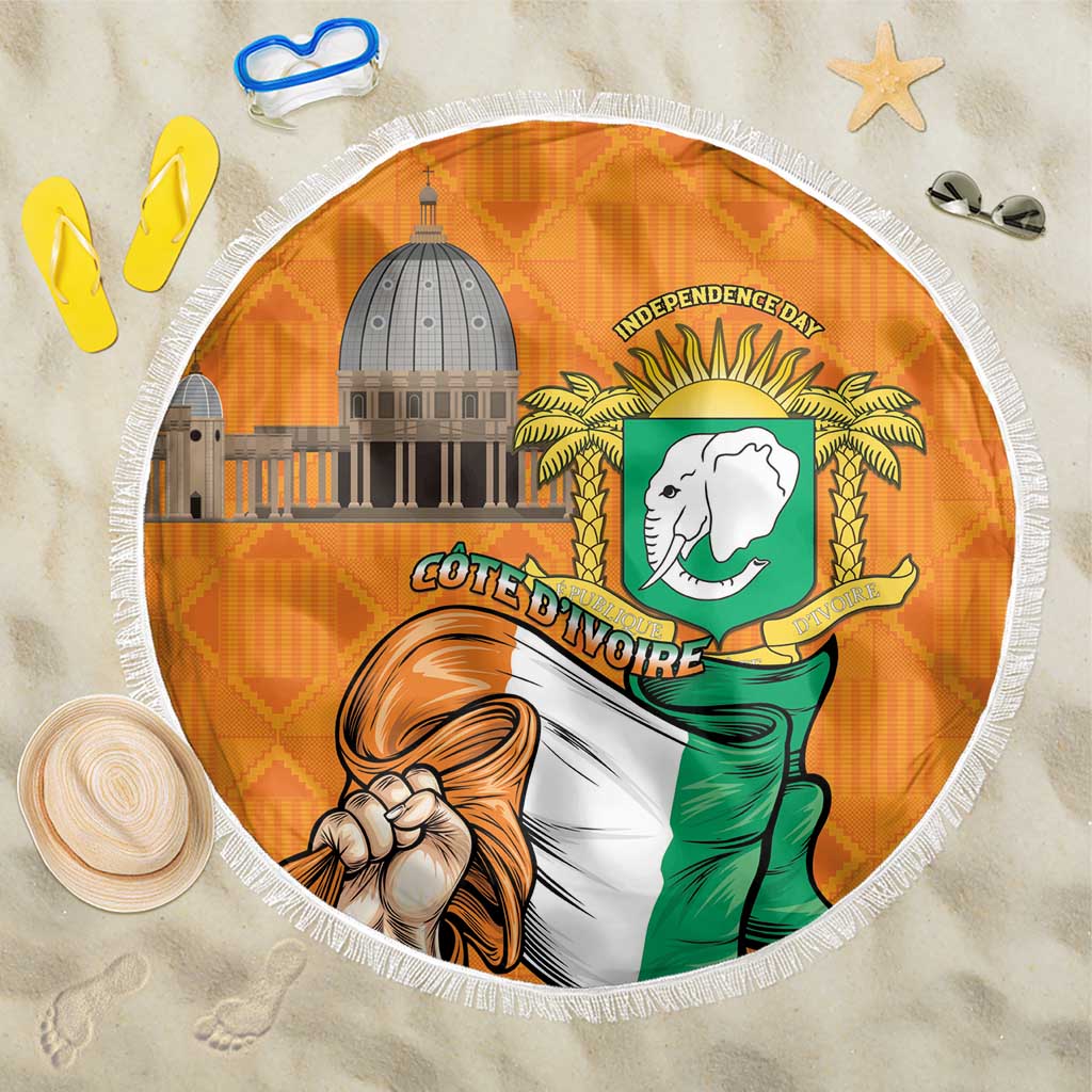 Ivory Coast Independence Day Beach Blanket Yamoussoukro Coat Of Arms