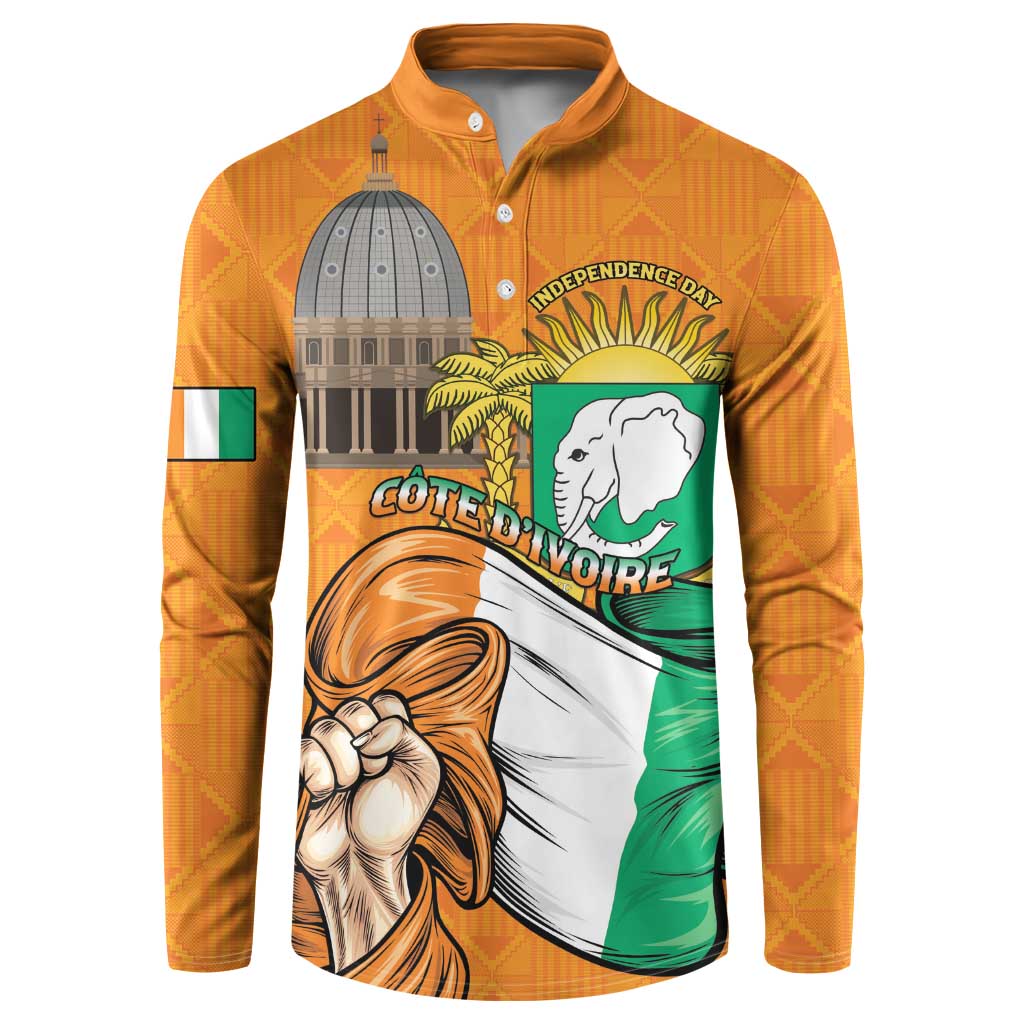 Personalised Ivory Coast Independence Day Button Sweatshirt Yamoussoukro Coat Of Arms