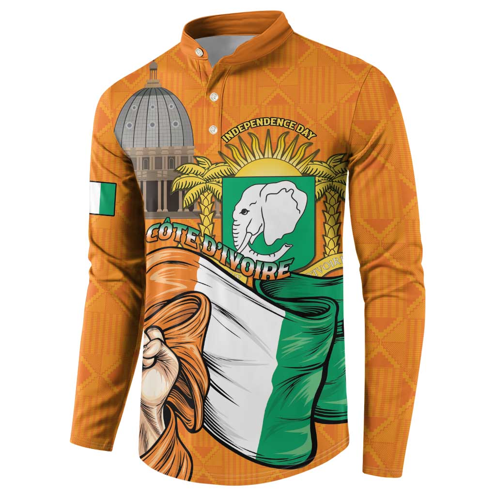 Personalised Ivory Coast Independence Day Button Sweatshirt Yamoussoukro Coat Of Arms