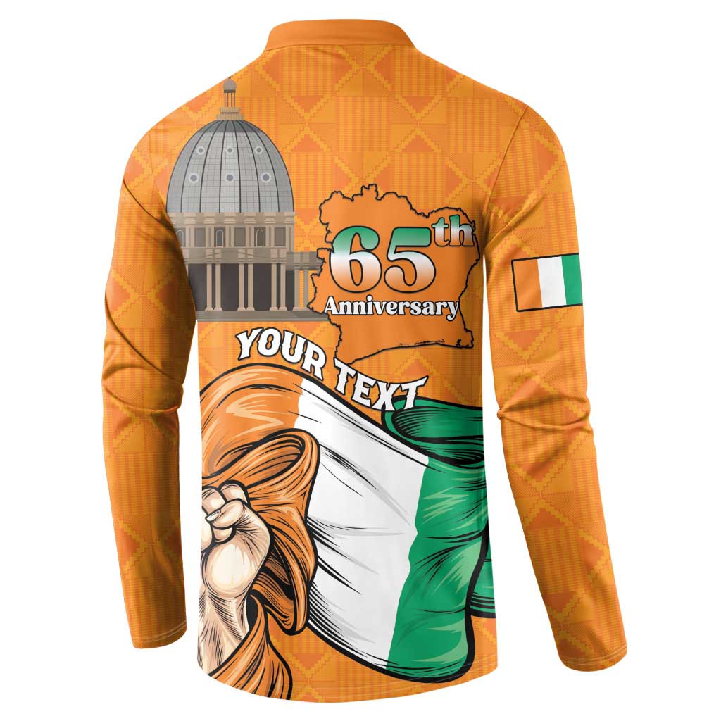 Personalised Ivory Coast Independence Day Button Sweatshirt Yamoussoukro Coat Of Arms