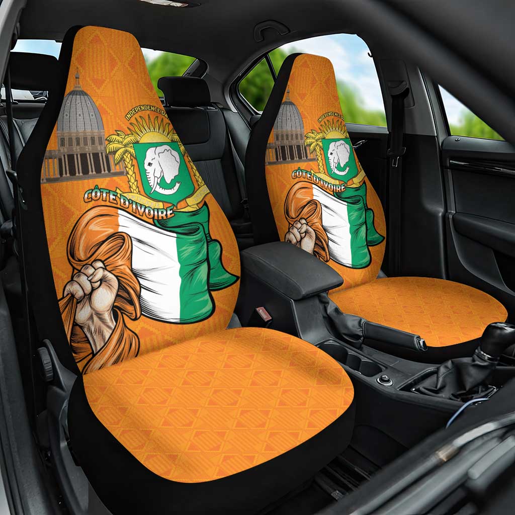 Ivory Coast Independence Day Car Seat Cover Yamoussoukro Coat Of Arms