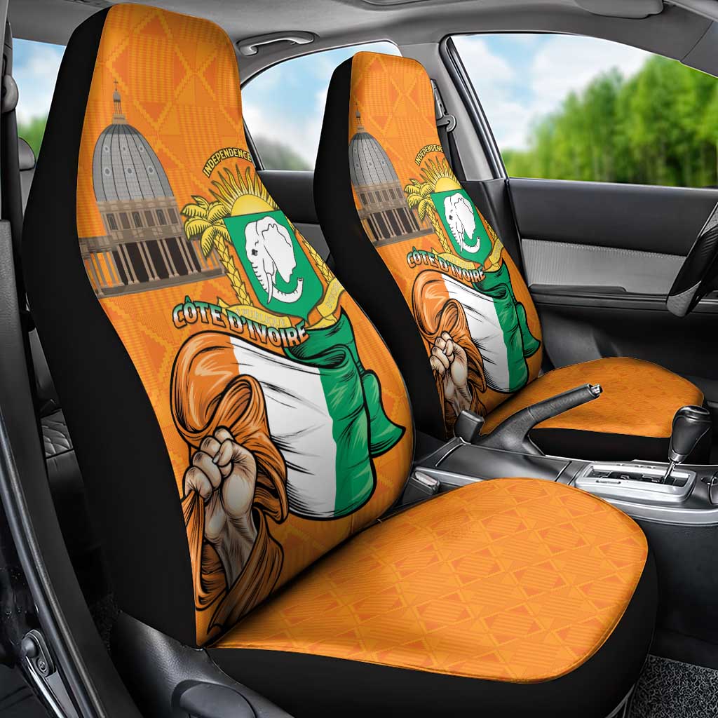 Ivory Coast Independence Day Car Seat Cover Yamoussoukro Coat Of Arms