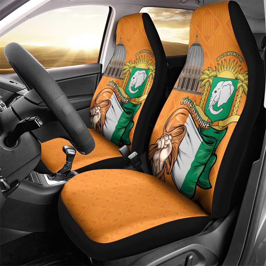 Ivory Coast Independence Day Car Seat Cover Yamoussoukro Coat Of Arms