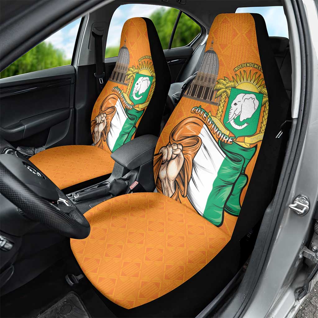 Ivory Coast Independence Day Car Seat Cover Yamoussoukro Coat Of Arms