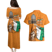Personalised Ivory Coast Independence Day Couples Matching Puletasi and Hawaiian Shirt Yamoussoukro Coat Of Arms