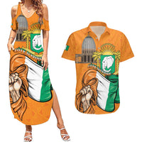 Personalised Ivory Coast Independence Day Couples Matching Summer Maxi Dress and Hawaiian Shirt Yamoussoukro Coat Of Arms
