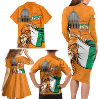 Personalised Ivory Coast Independence Day Family Matching Long Sleeve Bodycon Dress and Hawaiian Shirt Yamoussoukro Coat Of Arms