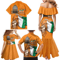 Personalised Ivory Coast Independence Day Family Matching Mermaid Dress and Hawaiian Shirt Yamoussoukro Coat Of Arms