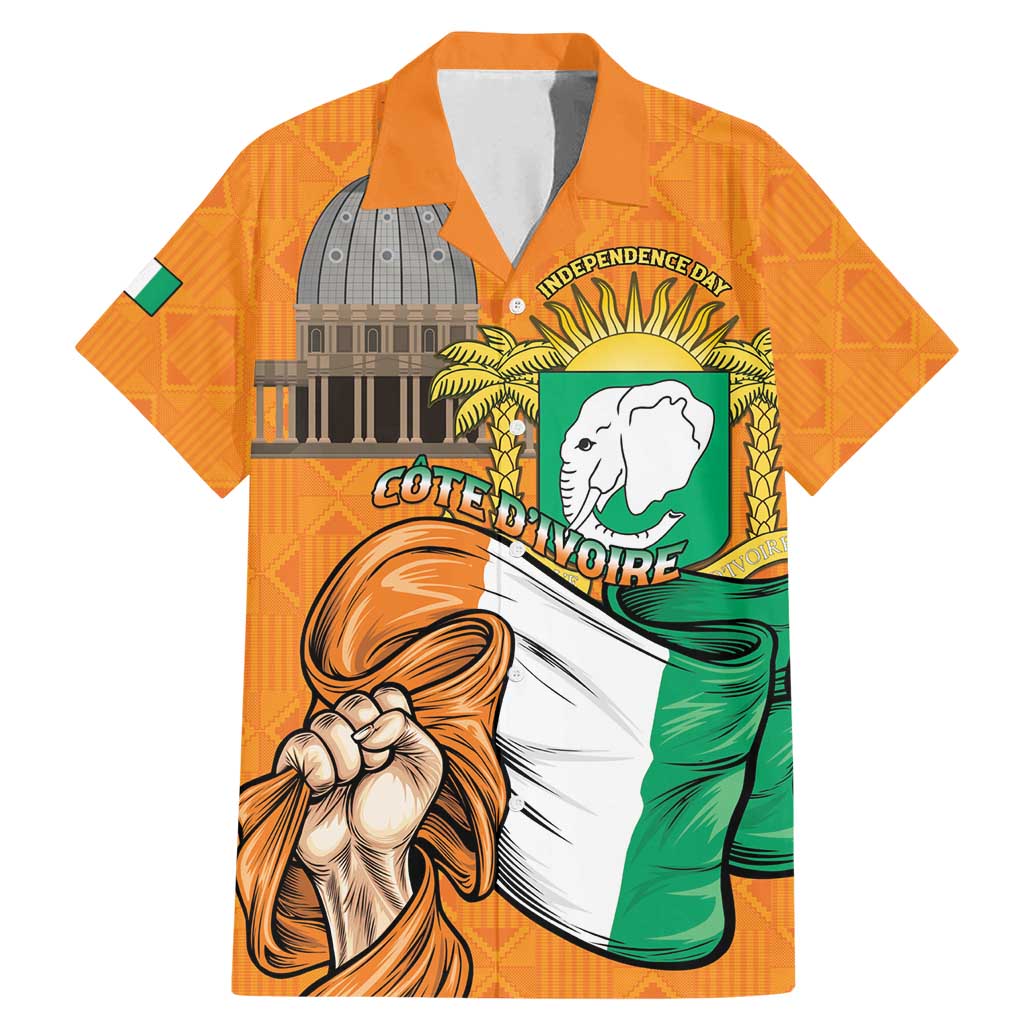 Personalised Ivory Coast Independence Day Family Matching Mermaid Dress and Hawaiian Shirt Yamoussoukro Coat Of Arms