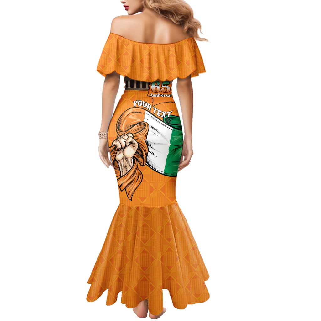 Personalised Ivory Coast Independence Day Family Matching Mermaid Dress and Hawaiian Shirt Yamoussoukro Coat Of Arms