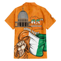 Personalised Ivory Coast Independence Day Family Matching Off The Shoulder Long Sleeve Dress and Hawaiian Shirt Yamoussoukro Coat Of Arms