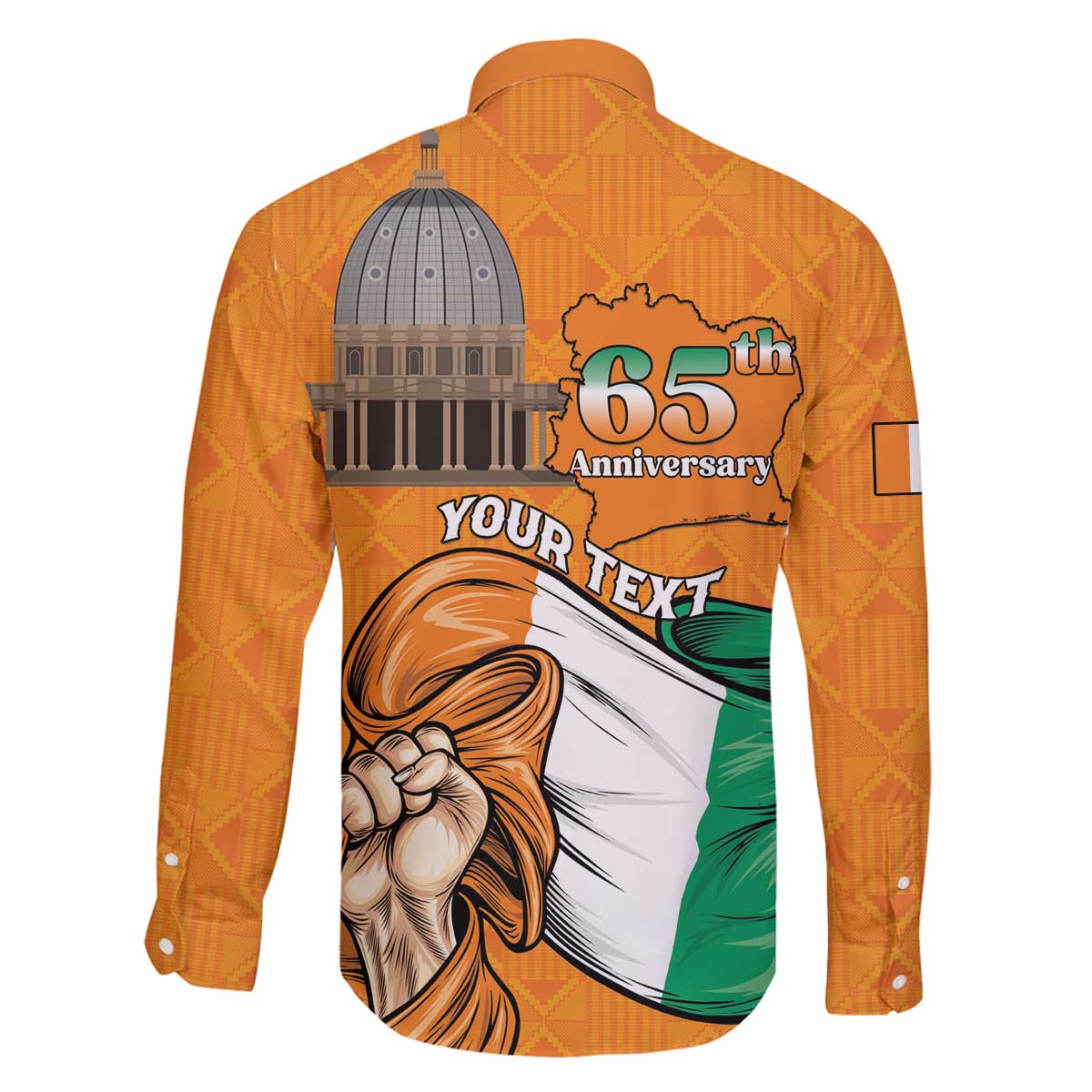 Personalised Ivory Coast Independence Day Family Matching Off The Shoulder Long Sleeve Dress and Hawaiian Shirt Yamoussoukro Coat Of Arms