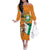 Personalised Ivory Coast Independence Day Family Matching Off The Shoulder Long Sleeve Dress and Hawaiian Shirt Yamoussoukro Coat Of Arms