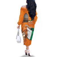 Personalised Ivory Coast Independence Day Family Matching Off The Shoulder Long Sleeve Dress and Hawaiian Shirt Yamoussoukro Coat Of Arms