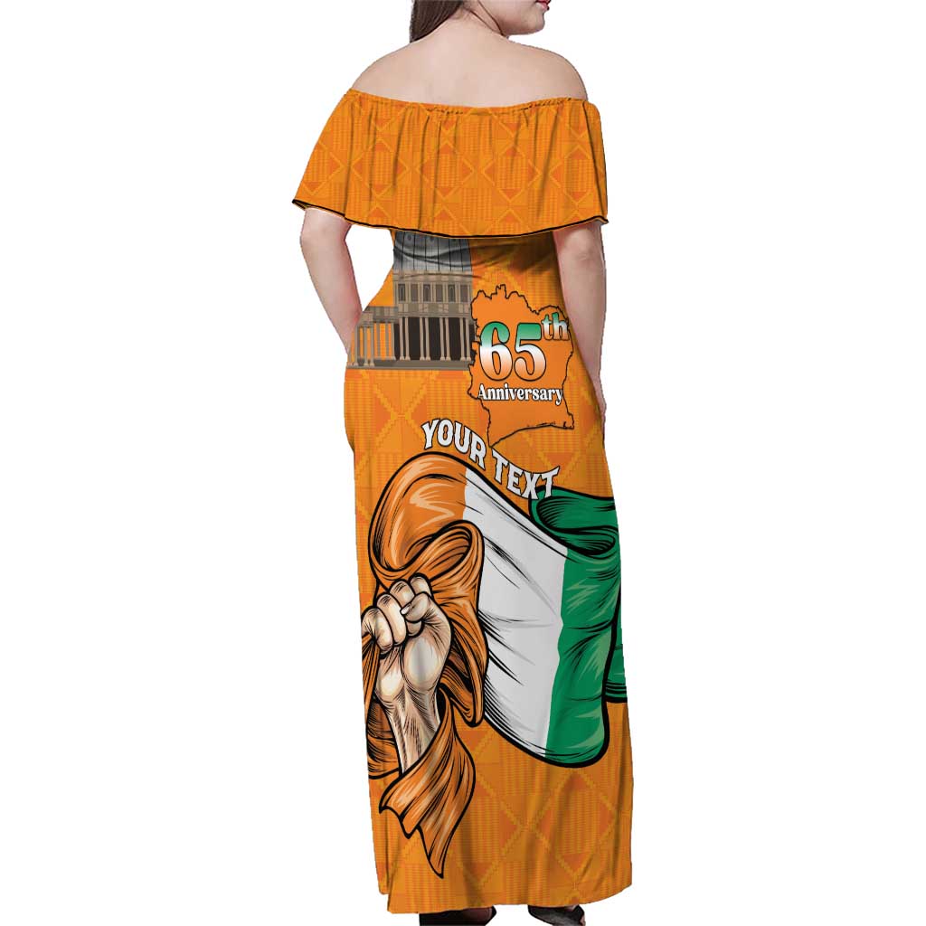 Personalised Ivory Coast Independence Day Family Matching Off Shoulder Maxi Dress and Hawaiian Shirt Yamoussoukro Coat Of Arms