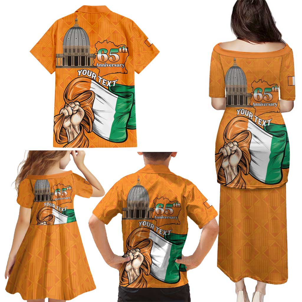 Personalised Ivory Coast Independence Day Family Matching Puletasi and Hawaiian Shirt Yamoussoukro Coat Of Arms