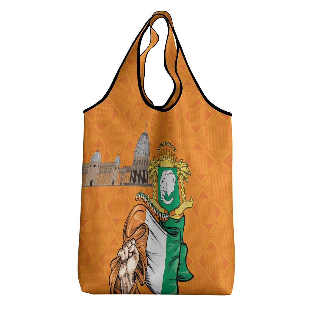 Ivory Coast Independence Day Grocery Bag Yamoussoukro Coat Of Arms