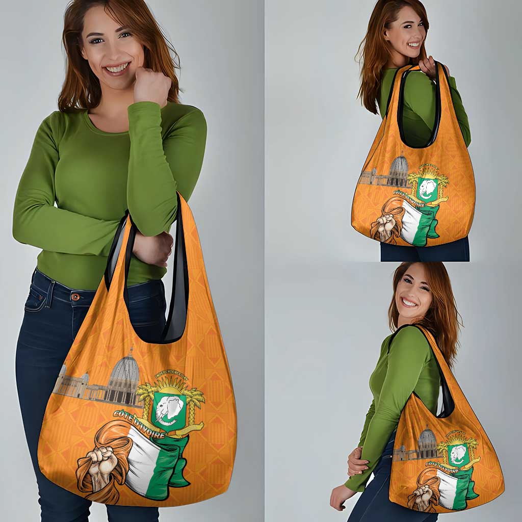 Ivory Coast Independence Day Grocery Bag Yamoussoukro Coat Of Arms