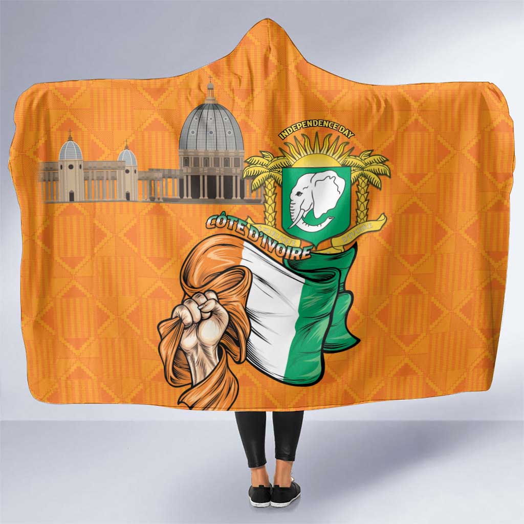 Ivory Coast Independence Day Hooded Blanket Yamoussoukro Coat Of Arms