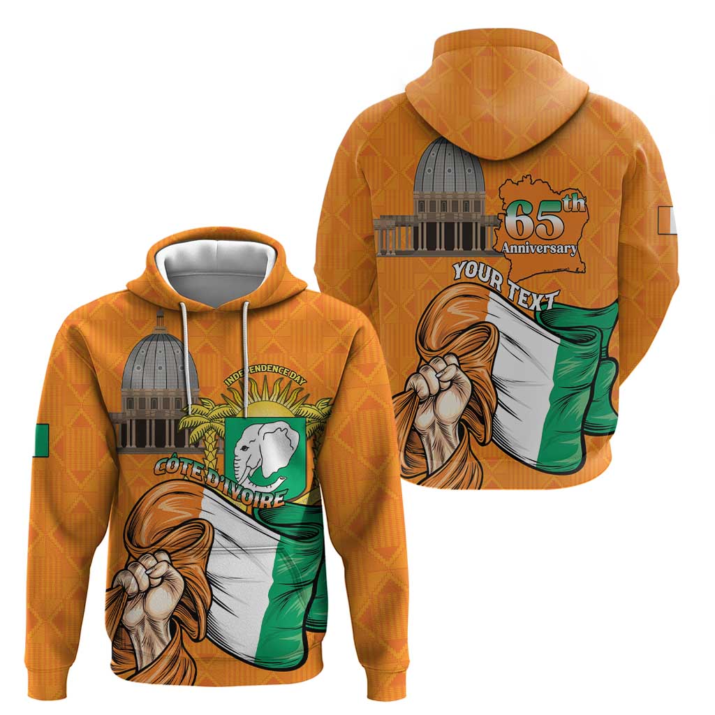 Personalised Ivory Coast Independence Day Hoodie Yamoussoukro Coat Of Arms