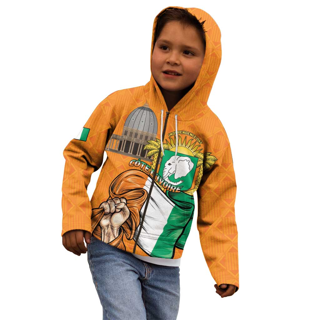 Personalised Ivory Coast Independence Day Kid Hoodie Yamoussoukro Coat Of Arms