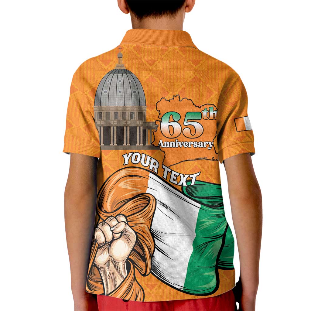 Personalised Ivory Coast Independence Day Kid Polo Shirt Yamoussoukro Coat Of Arms