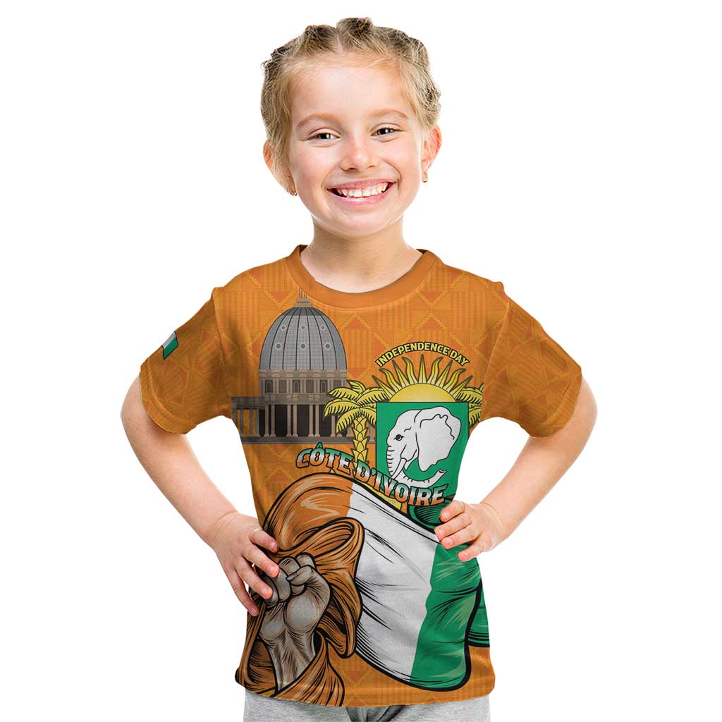 Personalised Ivory Coast Independence Day Kid T Shirt Yamoussoukro Coat Of Arms