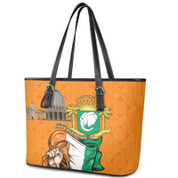 Ivory Coast Independence Day Leather Tote Bag Yamoussoukro Coat Of Arms