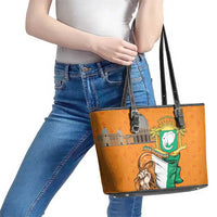 Ivory Coast Independence Day Leather Tote Bag Yamoussoukro Coat Of Arms