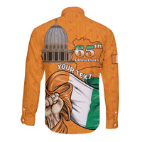 Personalised Ivory Coast Independence Day Long Sleeve Button Shirt Yamoussoukro Coat Of Arms