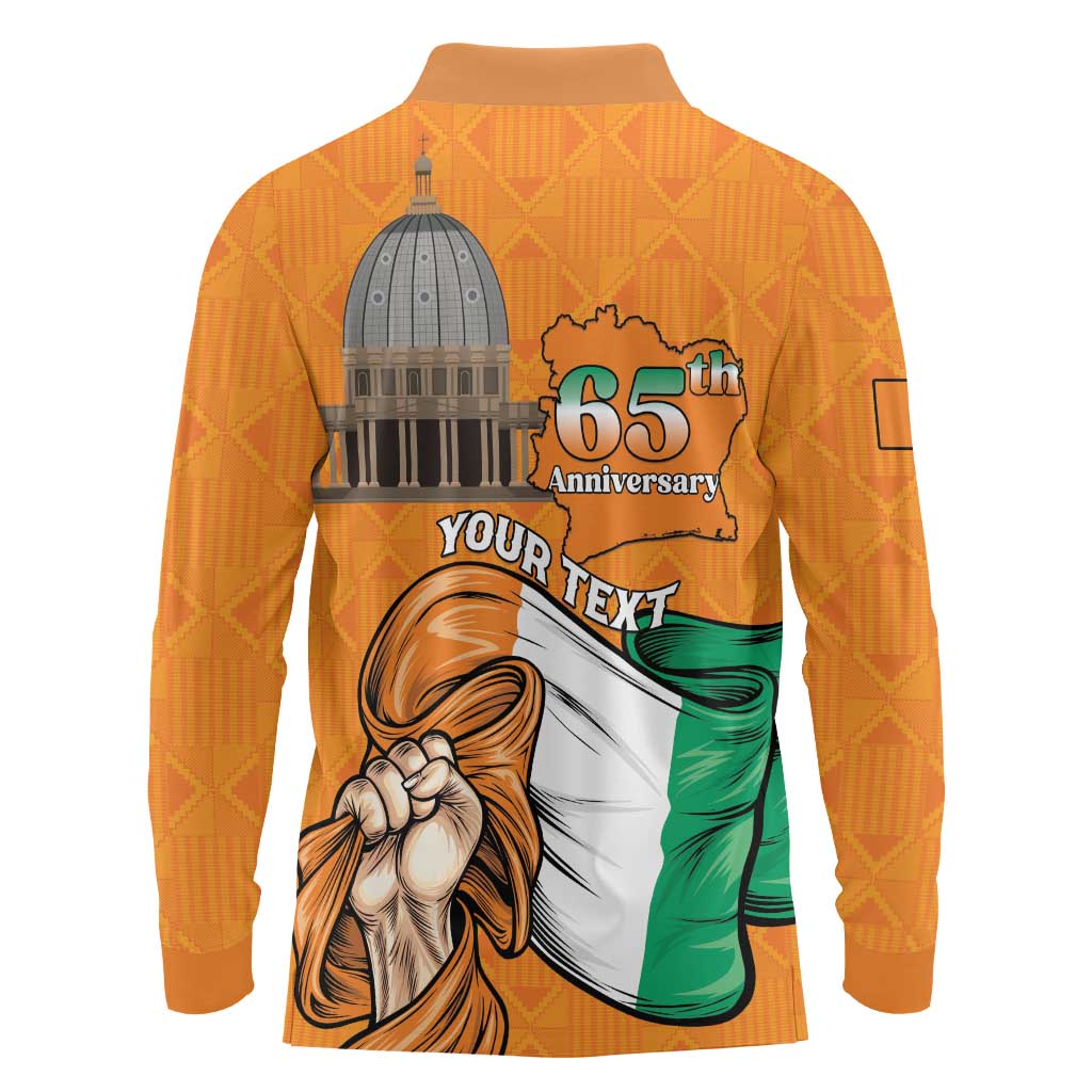 Personalised Ivory Coast Independence Day Long Sleeve Polo Shirt Yamoussoukro Coat Of Arms