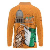 Personalised Ivory Coast Independence Day Long Sleeve Polo Shirt Yamoussoukro Coat Of Arms