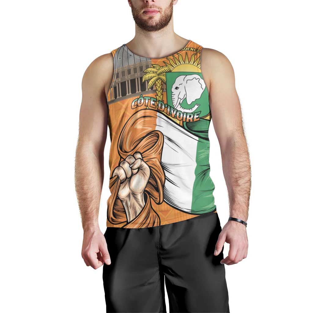 Personalised Ivory Coast Independence Day Men Tank Top Yamoussoukro Coat Of Arms