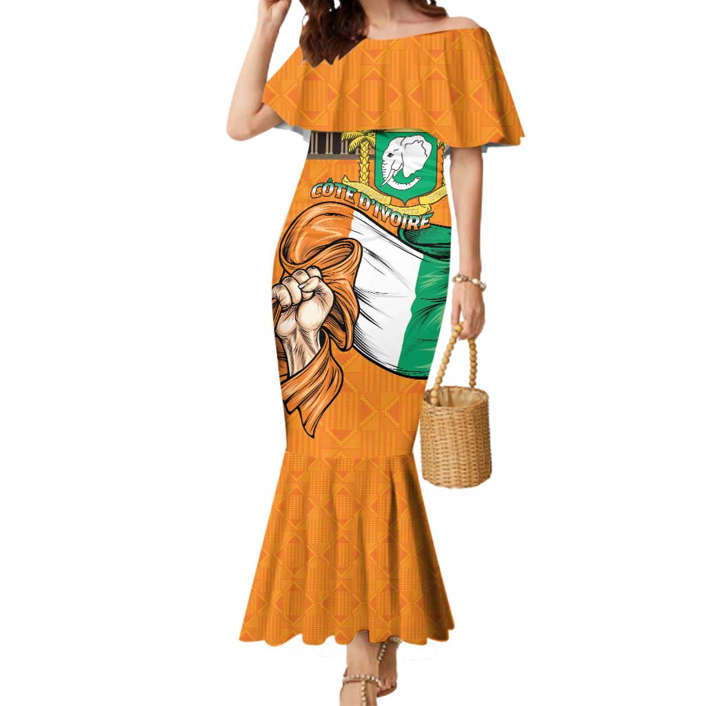 Personalised Ivory Coast Independence Day Mermaid Dress Yamoussoukro Coat Of Arms