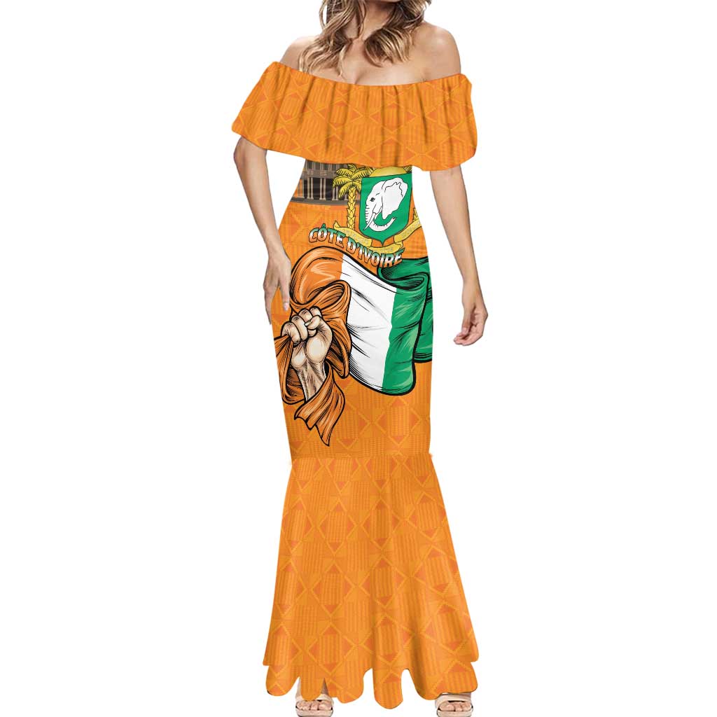 Personalised Ivory Coast Independence Day Mermaid Dress Yamoussoukro Coat Of Arms