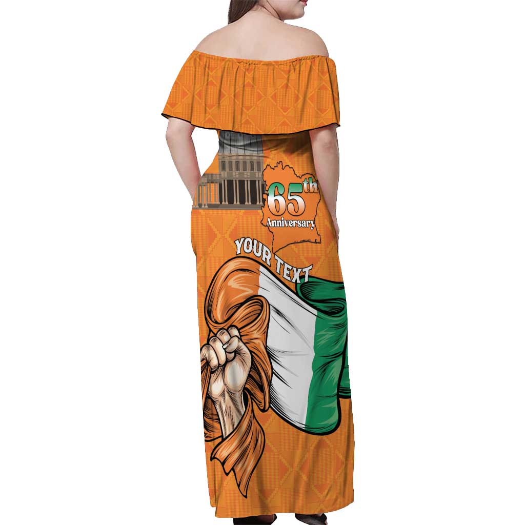 Personalised Ivory Coast Independence Day Off Shoulder Maxi Dress Yamoussoukro Coat Of Arms