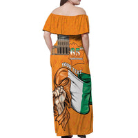 Personalised Ivory Coast Independence Day Off Shoulder Maxi Dress Yamoussoukro Coat Of Arms