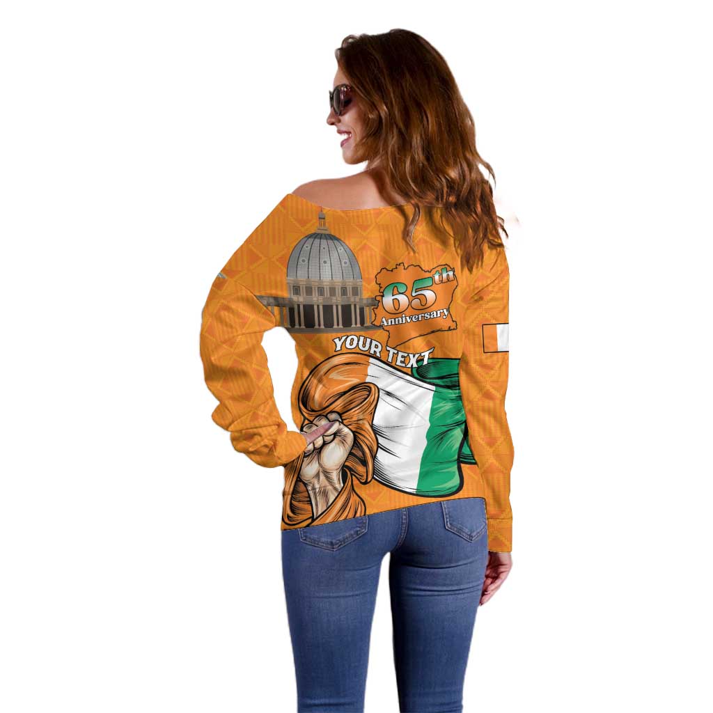 Personalised Ivory Coast Independence Day Off Shoulder Sweater Yamoussoukro Coat Of Arms
