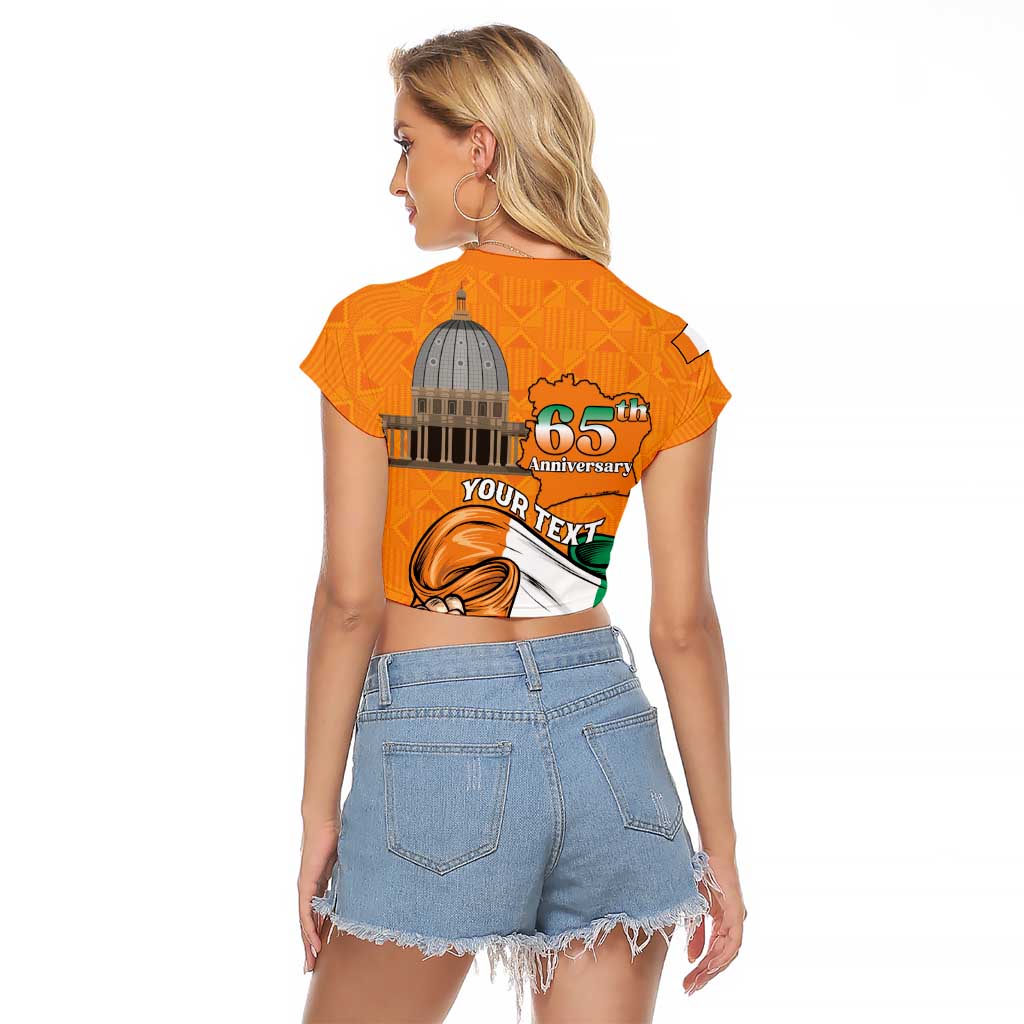 Personalised Ivory Coast Independence Day Raglan Cropped T Shirt Yamoussoukro Coat Of Arms