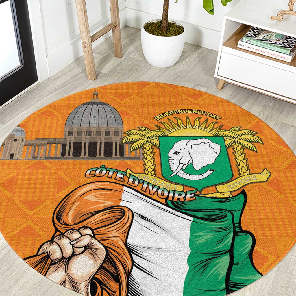 Ivory Coast Independence Day Round Carpet Yamoussoukro Coat Of Arms