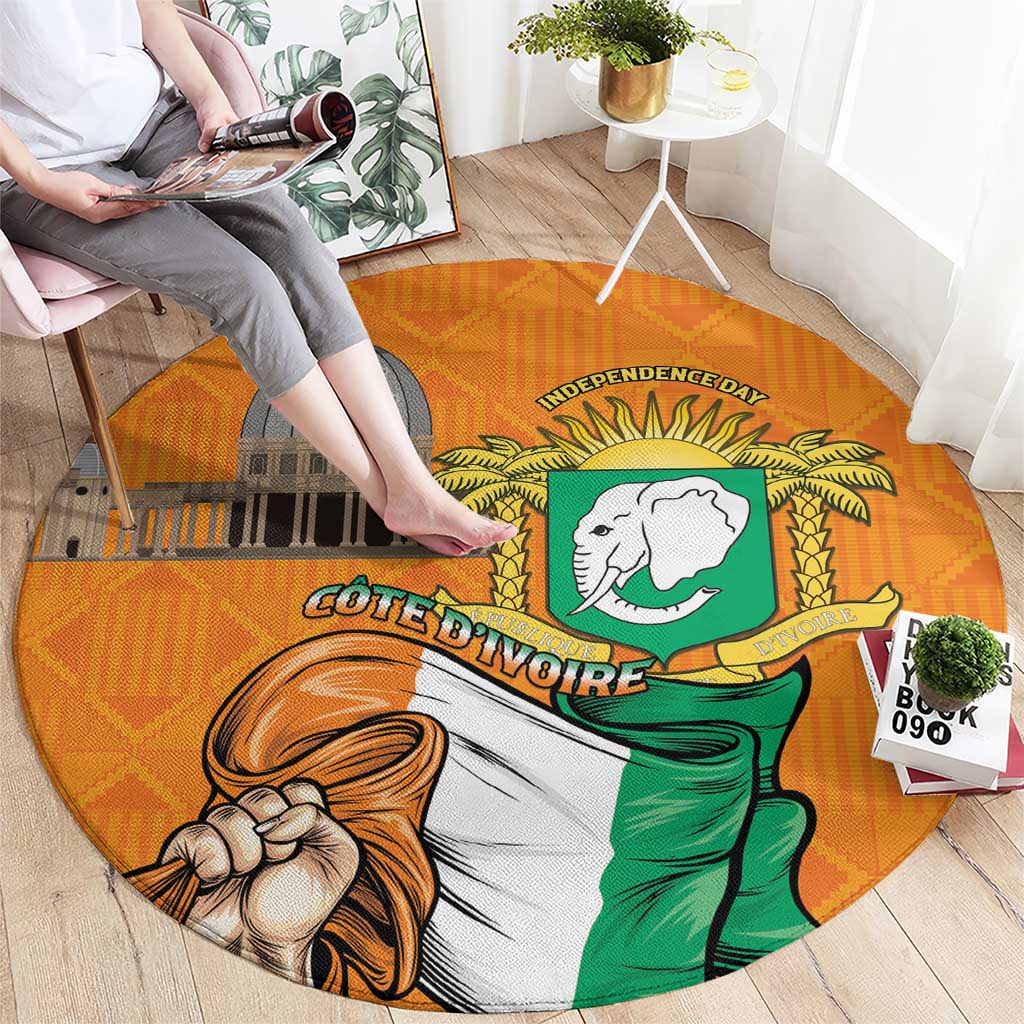 Ivory Coast Independence Day Round Carpet Yamoussoukro Coat Of Arms