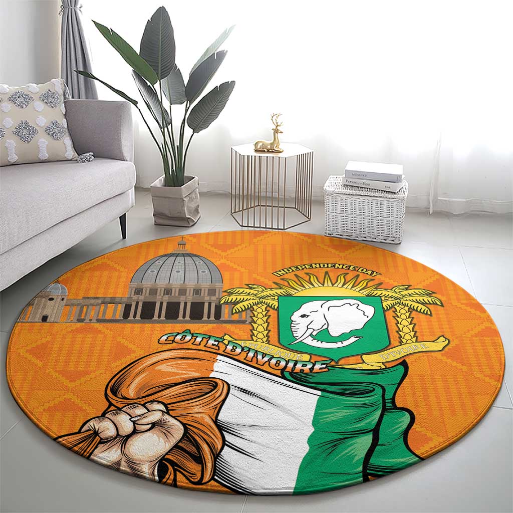 Ivory Coast Independence Day Round Carpet Yamoussoukro Coat Of Arms