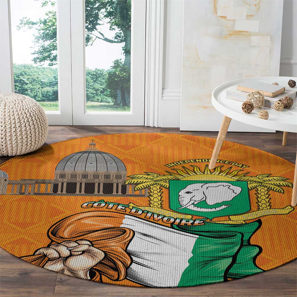 Ivory Coast Independence Day Round Carpet Yamoussoukro Coat Of Arms