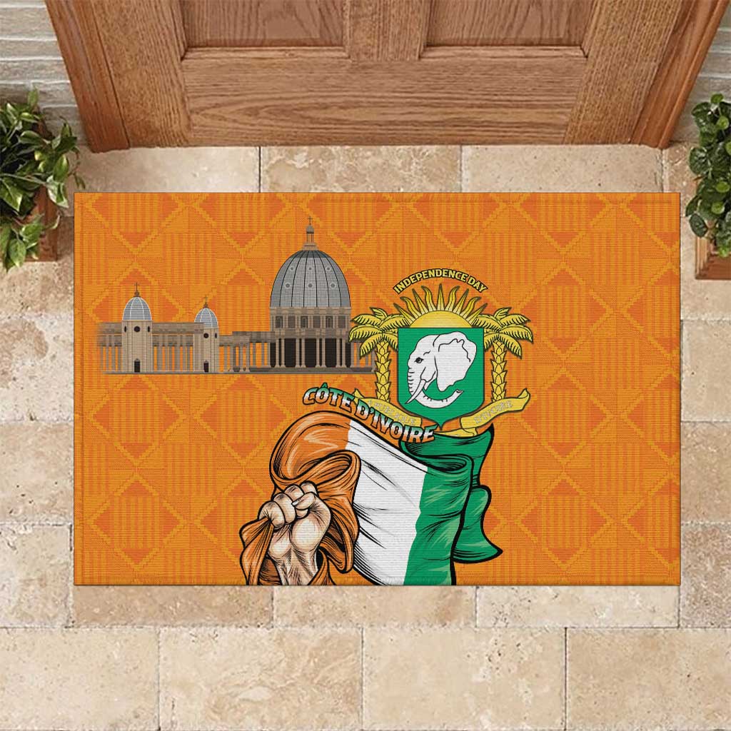 Ivory Coast Independence Day Rubber Doormat Yamoussoukro Coat Of Arms