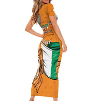 Personalised Ivory Coast Independence Day Short Sleeve Bodycon Dress Yamoussoukro Coat Of Arms