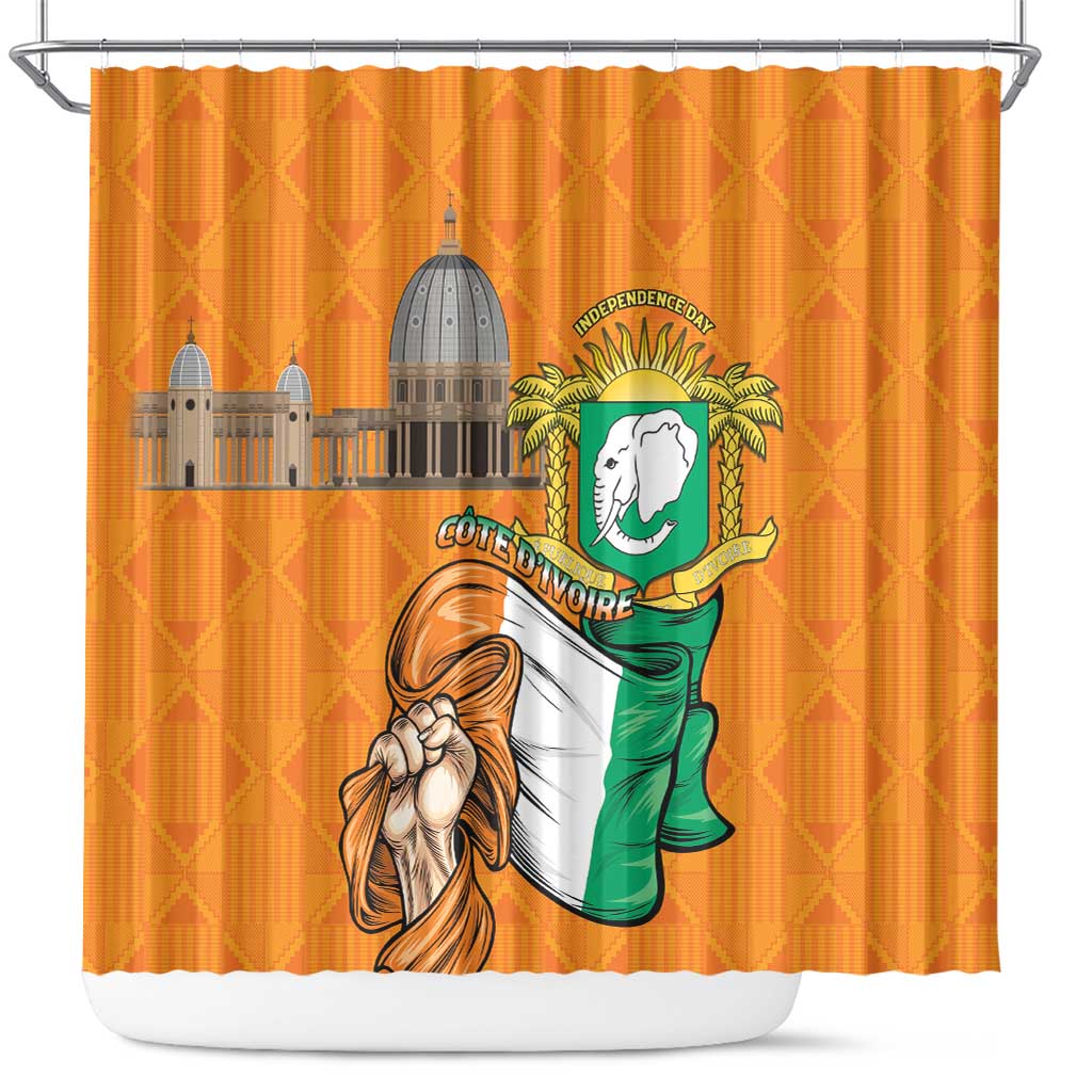 Ivory Coast Independence Day Shower Curtain Yamoussoukro Coat Of Arms